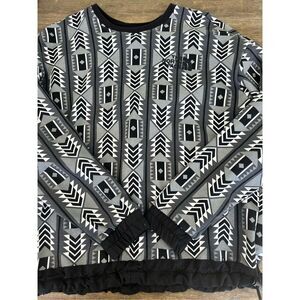 The North Face 92 Rage Fleece Crewneck Sweatshirt Black Aztec Print Men's Size L